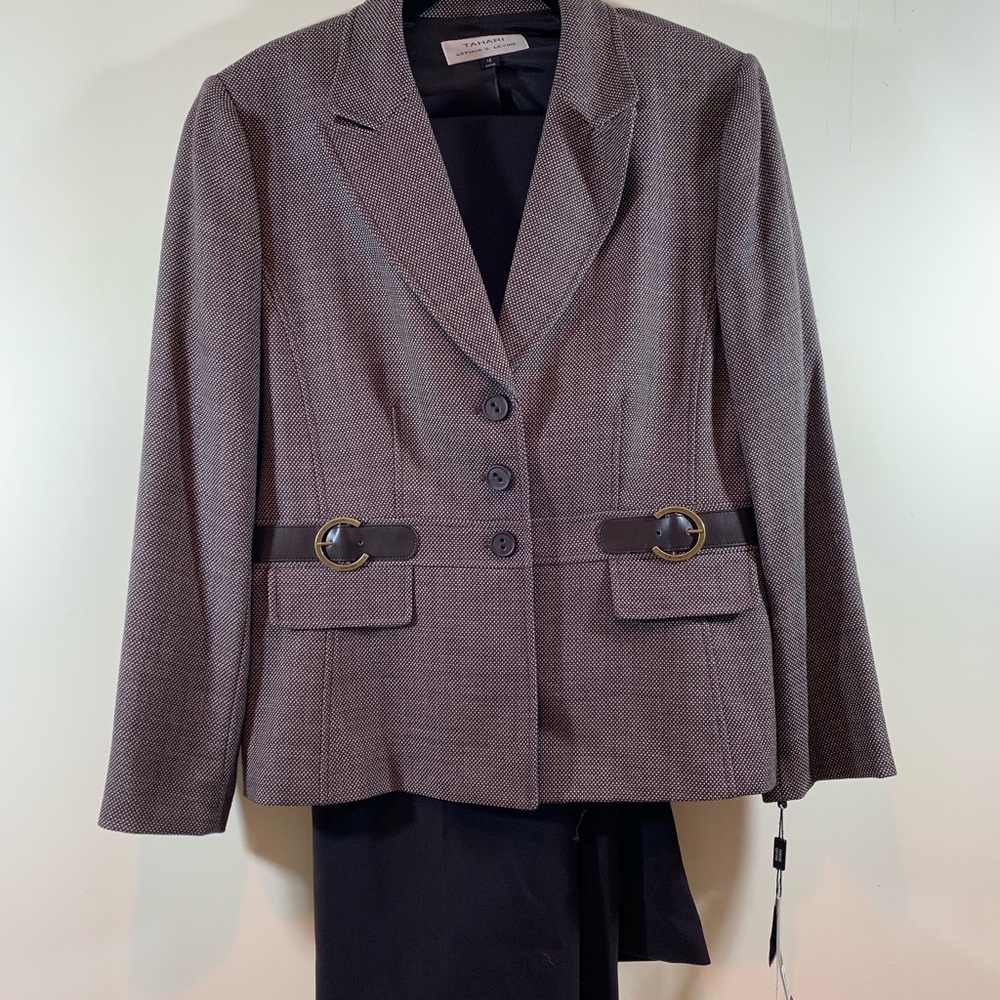Dark Brown Tahari Pantsuit 16 NWT